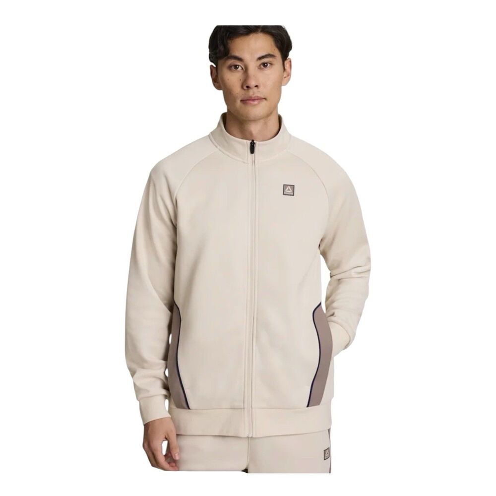 Reebok Men's Tenacity Mock Neck Full Zip Jacket Pumice Stone Size XL